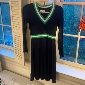 Navy and green light sweater dress